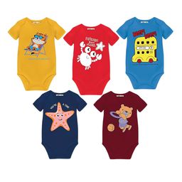 Toddylon Kids Pack Of 5 Graphic Printed Rompers-3