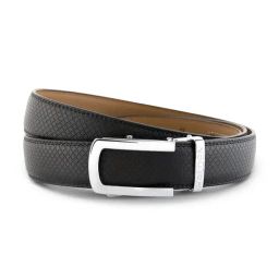 Halden Black Theo Textured Formal Belt With Classic Silver Glossy Buckle-picture-21