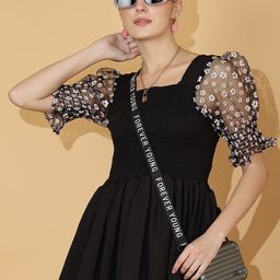 De La Moda Puff Sleeve Crepe Top-picture-47