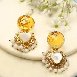 Biba Women Yellow Brass Dangler Earrings-picture-22