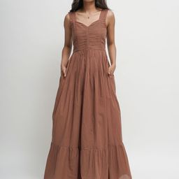 Tailor Didi Women Organic Cotton Sweetheart Neck Ruched Empire Maxi Dress-image-72
