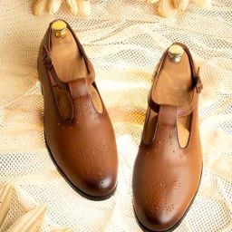 Griffin Men's Tan Brogue Slip-Ons-image-70