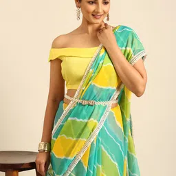 BAPS Leheriya Pure Chiffon Saree-image-49