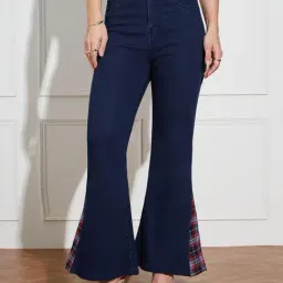 Miss Chase Navy Blue Denim Solid Jeans-picture-10
