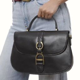 Hidesign WILD WEST  Black Solid Medium Satchel Handbag-image-65