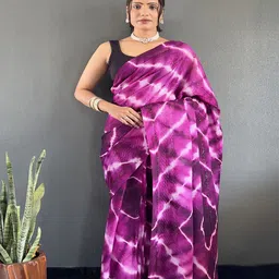 HERE&NOW Tie and Dye Pure Georgette Ready to Wear Saree-image-51