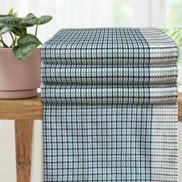 Athom Living Blue & White 4 Pieces Checked Cotton 210 GSM Bath Towels-image-95