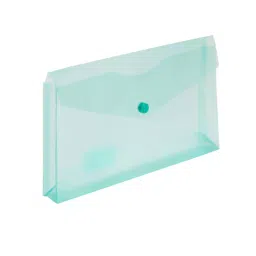 Worldone A6 Size Plain Transparent Green 0.2 mm Thick PP Sheet Clear Bag with Snap Button, DC206 image 2