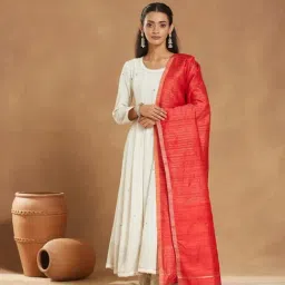 Fabindia Red Solid Dupatta-picture-1