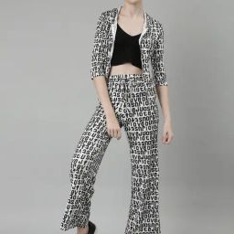 SHOWOFF White & Black Graphic Print Co-Ord Set-picture-38