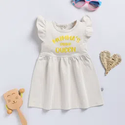 YK X Tinyo Infant Girls Typography Glitter Printed Pure Cotton Fit & Flare Dress-image-29