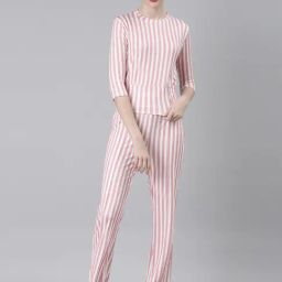 SHOWOFF Pink & White Striped Co-Ord Set-picture-29