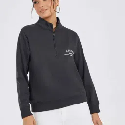 Styli Black Printed Sweatshirt-image-10