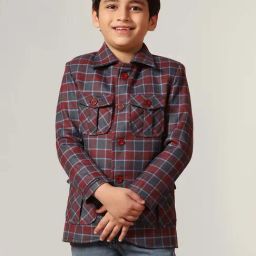 TAHVO Boys Purple & Blue Checks Full Sleeves Kids Blazer-picture-27