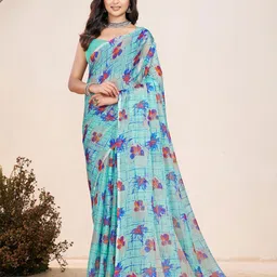 Garden Vareli Floral Printed Pure Chiffon Saree-picture-36