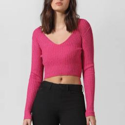 Only Fuchsia Regular Fit Crop Pullover-58