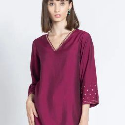 SHAYE Pink Embellished Kurti-image-80