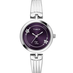 Timex Women Brass Embellished Dial & Stainless Steel Bracelet Style Straps Analogue Watch TWEL19800-35