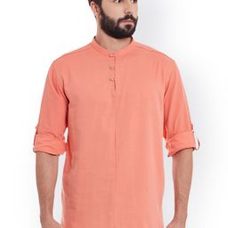 even Men Coral Solid Straight Kurta-image-93