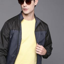 Allen Solly Sport Men Navy Blue & Black Colourblocked Bomber Jacket-picture-29