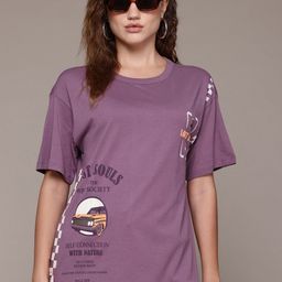 The Roadster Lifestyle Co. Women Printed Pure Cotton Relaxed Fit T-shirt-picture-24