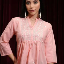 Vishudh Women Embroidered Mandarin Collar Peplum Top-image-94