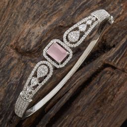 Kushal's Fashion Jewellery Pink Rhodium-Plated Party Zircon Studded Kada Bangle-image-38