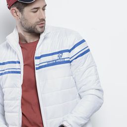 The Indian Garage Co Men White Solid Padded Jacket-image-75
