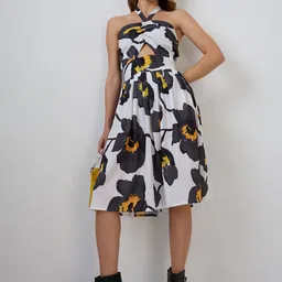 DressBerry Women Halter Neck Crepe Fit & Flare Dress-10
