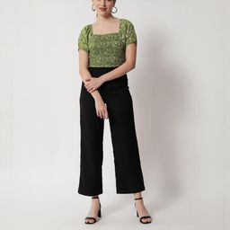 CORSICA Floral Print Smocked Crepe Crop Top-image-39