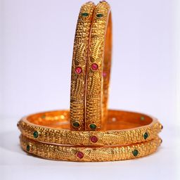 Luxury Gold Plated Pure Brass Bangles 2412-1904 Stylish Traditional Bangle-image-94