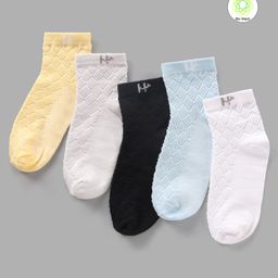 Honeyhap Premium Bamboo Anti Microbial Ankle Length Socks Pack of 5 - Multicolour-image-71