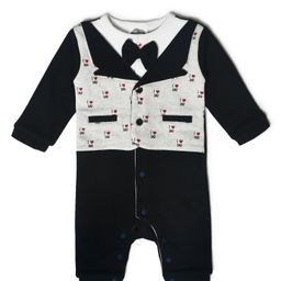 Mi Arcus 100% Cotton Full SleevesI Love Dad Printed Waistcoat Style Romper - Black-image-13