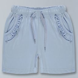 Kiddopanti Solid Frill Pocket Detailed Shorts - Blue-image-49