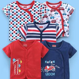 Babyhug 100% Cotton Knit Antibacterial Vest with Star Print Pack of 5 - Multicolour-image-75