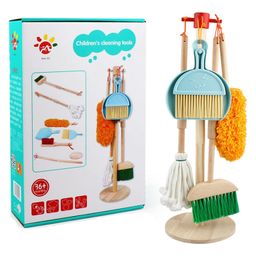 HAPPY HUES Cleaning Toy Set for Toddlers 5 Piece Kids Cleaning Set Includes Broom Brush Dustpan Mop Duster and Hanging Stand Housekeeping Kit of 8 Pieces- Multicolor-16