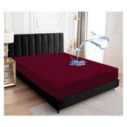RRC Water Proof Terry Cloth Fitted Mattress Protector 60 x78 Inch for Queen Size Bed  Maroon-16