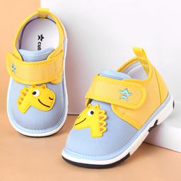 Cute Walk by Babyhug Casual Shoes With Velcro Closure & Dino Applique- Navy Yellow & Blue-image-7