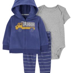 Carter's Full Sleeves Infant Boys Truck 3-Piece Fleece Cardigan Set - Navy Blue-image-74
