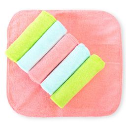 Babyhug Cotton Knit Hand and Face Towels Pack of 6 - Green Pink & Light Blue-image-76