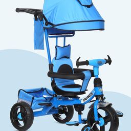Dash 4 in 1 Punch Tricycle Rotational Trike with Canopy & Parent Handle with Unique Design - Blue-23