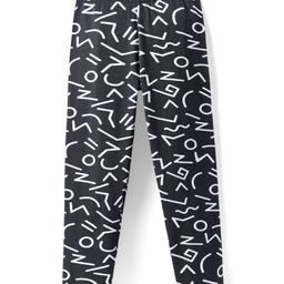 Pine Kids Cotton Lycra Knit Full Length Leggings with Print - Black & White-image-44