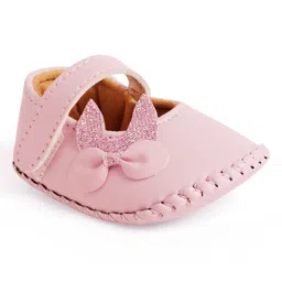 Chiu Bow Embellished Velcro Closure Booties - Pink-picture-1