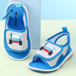 Cute Walk By Babyhug Sandals With Velcro Closure & Vehicle Applique - Grey-image-54