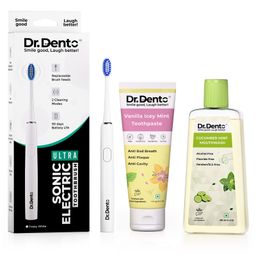 Dr. Dento Ultra Sonic Electric Toothbrush - Forsty White with Vanilla Icey Mint Toothpaste 125g and Cucumber Mint Mouthwash 300ml-image-88