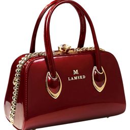 SYGA Women's Luxury Handbag | Diamond Lock & Chain Detail | Elegant Shoulder & Messenger Purse(Wine Red)-image-55