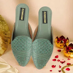 FLYING&SAM Embellished Pointed Toe Mules Flats-picture-32