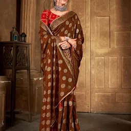 DURGA EMPORIO Floral Woven Design Zari Maheshwari Saree-picture-32