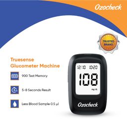 Ozocheck Truesense Fully Automatic Blood Sugar Testing Machine with 1 Glucometer 10 Lancets 50 Test Strips 1 Lancing Device image 2