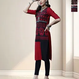 HERE&NOW Women Pack Of 3 Ethnic Motifs Printed Daily Straight Kurtas-image-86